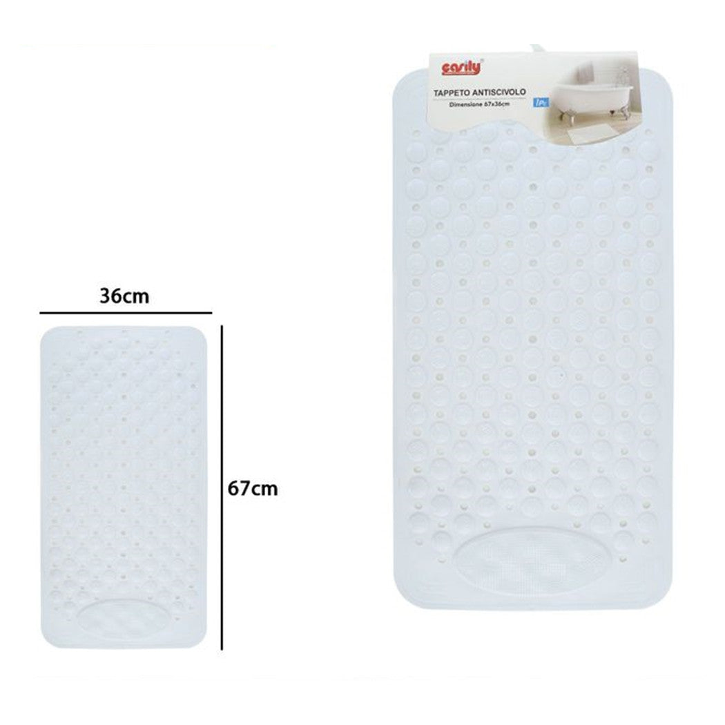 Trade Shop - Tappeto Tappetino Antiscivolo Bianco Per Vasca Da Bagno Doccia 67 X 36 Cm 87556         