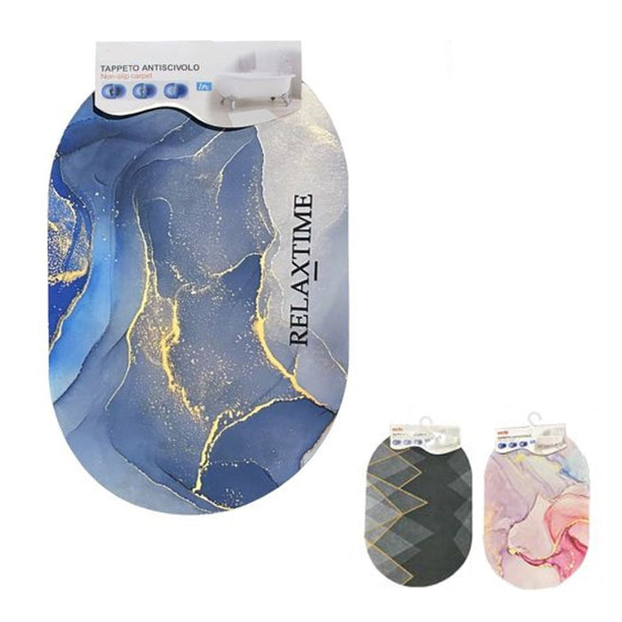 Trade Shop - Tappeto Tappetino Antiscivolo Da Bagno Doccia Ovale Morbido Assorbente 38x58cm 87225 -