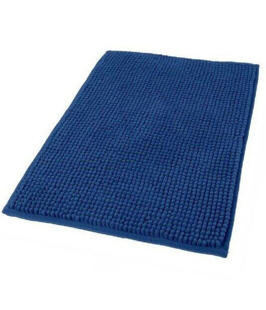 Tappeto Tappetino Antiscivolo Per Bagno Arredo 45 X 75 Cm Blu In Tessuto 69866         
