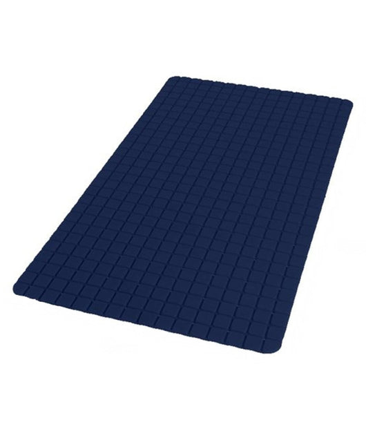Tappeto Tappetino Antiscivolo Per Bagno Arredo 69x39cm Blu Con Quadratini 69899         