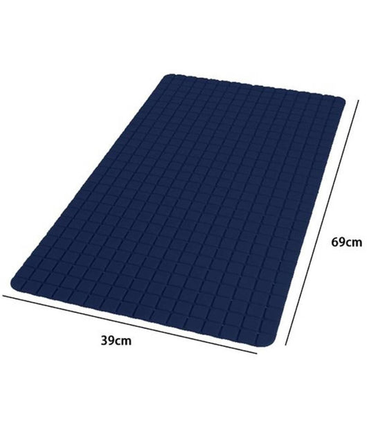 Tappeto Tappetino Antiscivolo Per Bagno Arredo 69x39cm Blu Con Quadratini 69899         