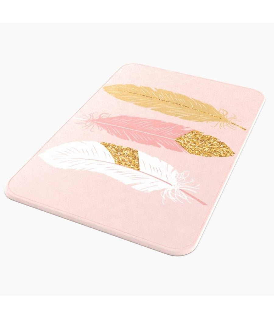 Tappeto Tappetino Antiscivolo Per Bagno Arredo Accessorio Rosa Con Piume 69791         