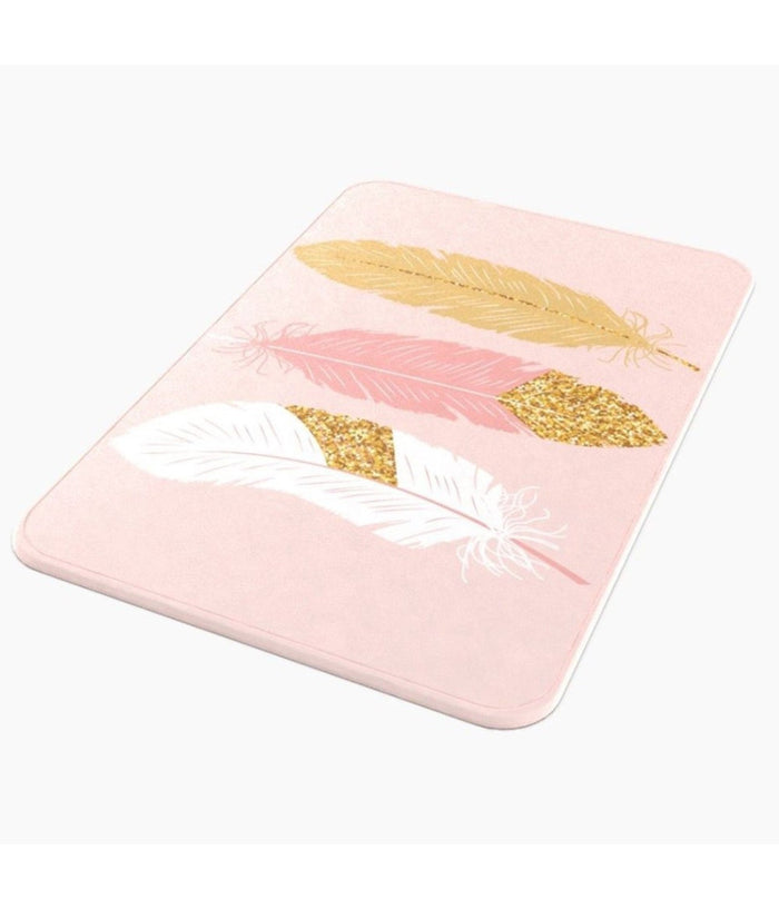 Tappeto Tappetino Antiscivolo Per Bagno Arredo Accessorio Rosa Con Piume 69791         