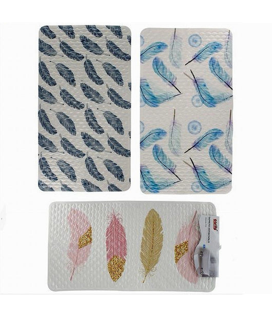 Tappeto Tappetino Antiscivolo Per Bagno Arredo Fantasia Con Piume 38x70cm 59500         