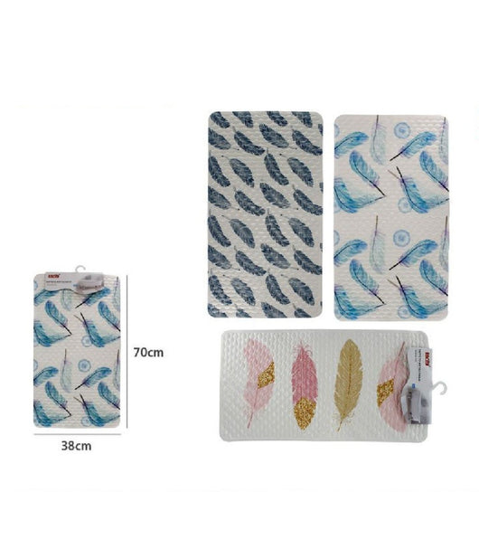 Tappeto Tappetino Antiscivolo Per Bagno Arredo Fantasia Con Piume 38x70cm 59500         