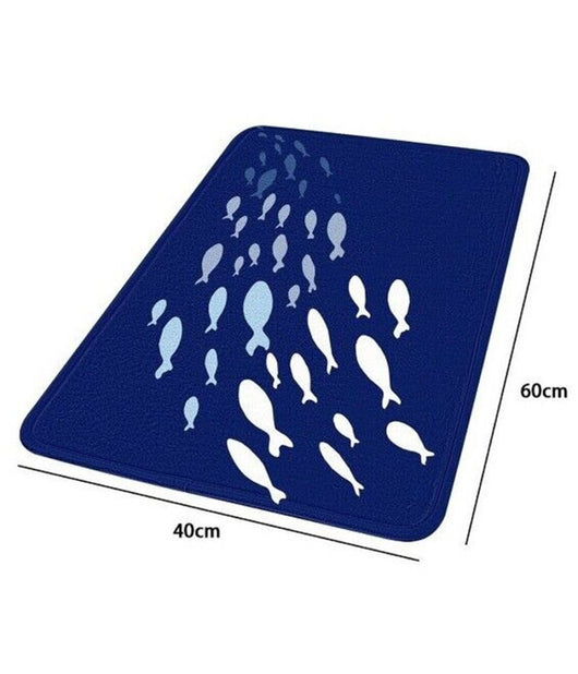 Tappeto Tappetino Antiscivolo Tessuto Bagno Arredo 40x60cm Blu Pesciolini 69873         