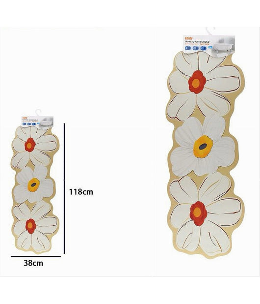 Tappeto Tappetino Arredo Da Bagno 38x118cm Con Motivo Floreale Antiscivolo 87224         