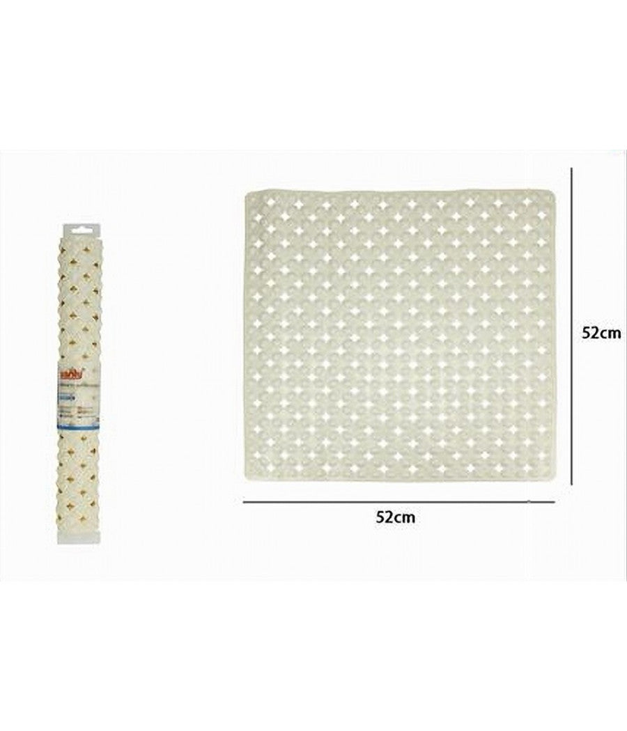 Tappeto Tappetino Beige Antiscivolo Per Vasca Da Bagno Doccia 52 X 52 Cm 79759         