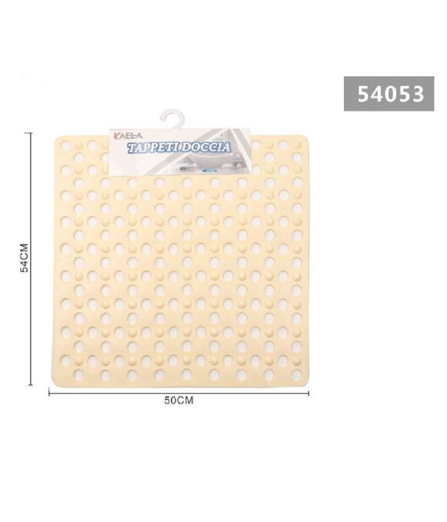 Tappeto Tappetino Doccia Antiscivolo Quadrato 50x54cm Vasca Da Bagno 54053 Beige         