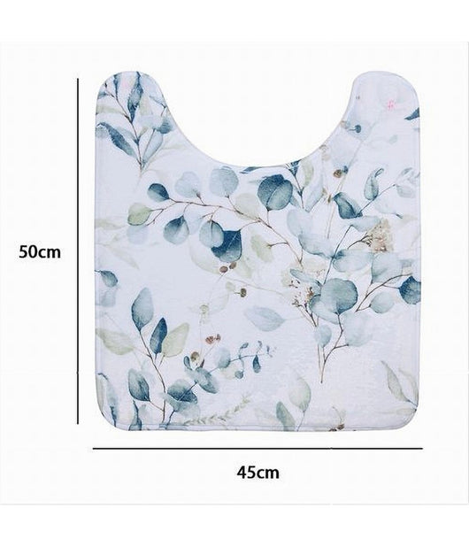 Trade Shop - Tappeto Tappetino Girowater Arredo Bagno 45x50cm Fantasia Con Fiori Foglie 87061 -