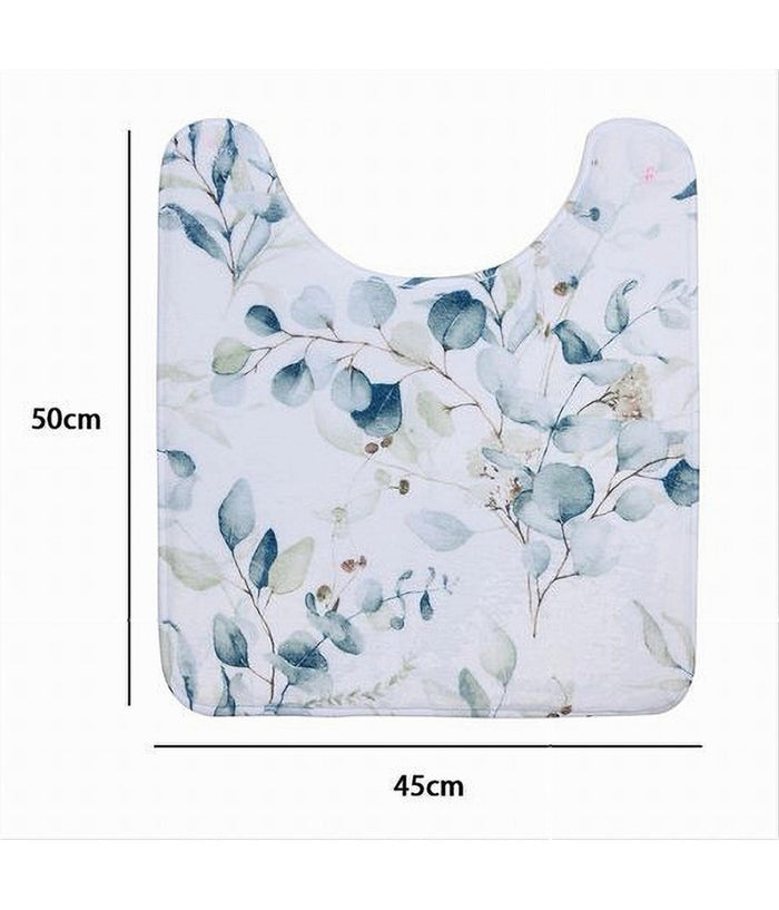 Trade Shop - Tappeto Tappetino Girowater Arredo Bagno 45x50cm Fantasia Con Fiori Foglie 87061 -
