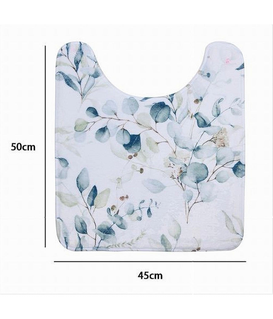 Trade Shop - Tappeto Tappetino Girowater Arredo Bagno 45x50cm Fantasia Con Fiori Foglie 87061 -
