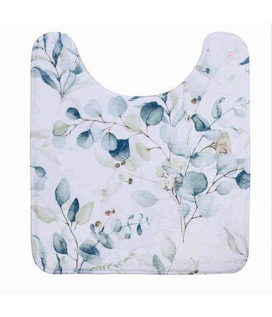 Trade Shop - Tappeto Tappetino Girowater Arredo Bagno 45x50cm Fantasia Con Fiori Foglie 87061 -