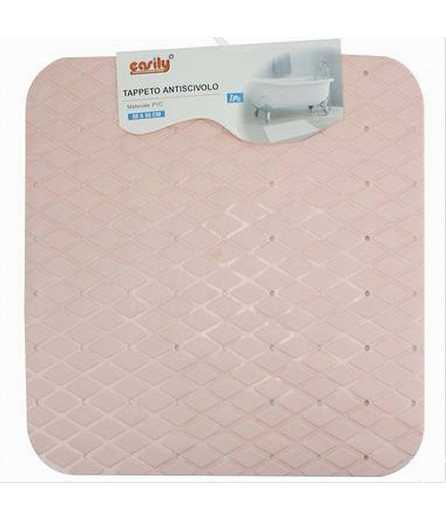 Tappeto Tappetino In Pvc Antiscivolo Per Vasca Bagno Doccia 50 X 50cm 79727 Rosa         