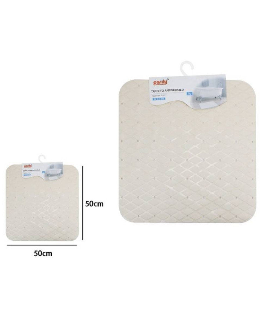 Tappeto Tappetino In Pvc Antiscivolo Per Vasca Bagno Doccia 50x50 Cm 79729 Beige         