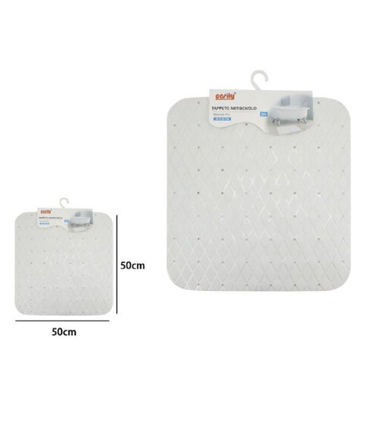 Tappeto Tappetino In Pvc Antiscivolo Per Vasca Bagno Doccia 50x50cm 79726 Bianco         