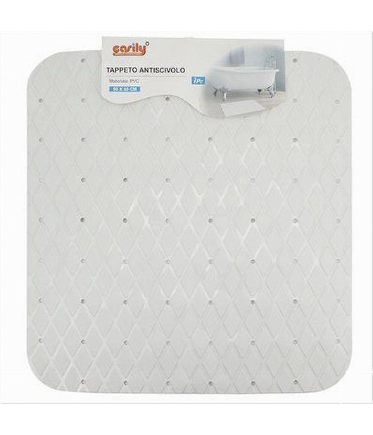 Tappeto Tappetino In Pvc Antiscivolo Per Vasca Bagno Doccia 50x50cm 79726 Bianco         