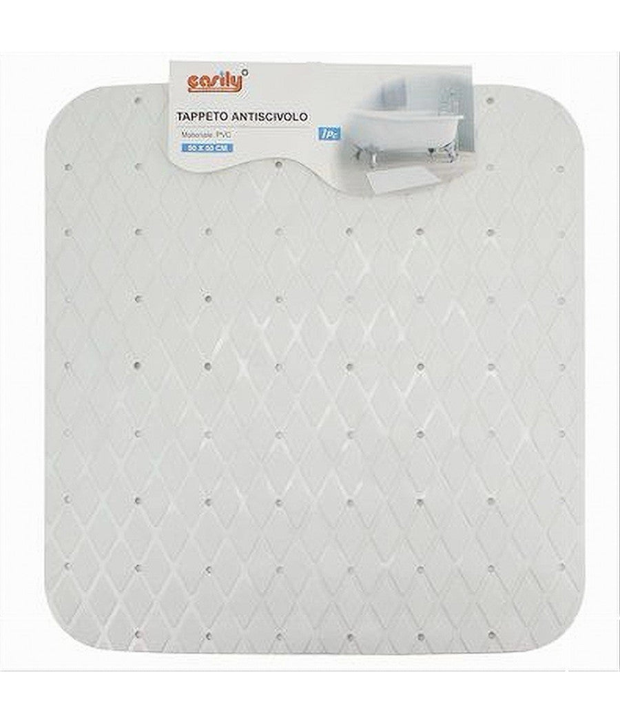 Tappeto Tappetino In Pvc Antiscivolo Per Vasca Bagno Doccia 50x50cm 79726 Bianco         