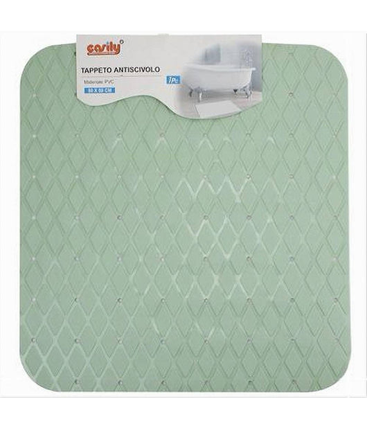 Tappeto Tappetino In Pvc Antiscivolo Per Vasca Bagno Doccia 50x50cm 79728 Verde         