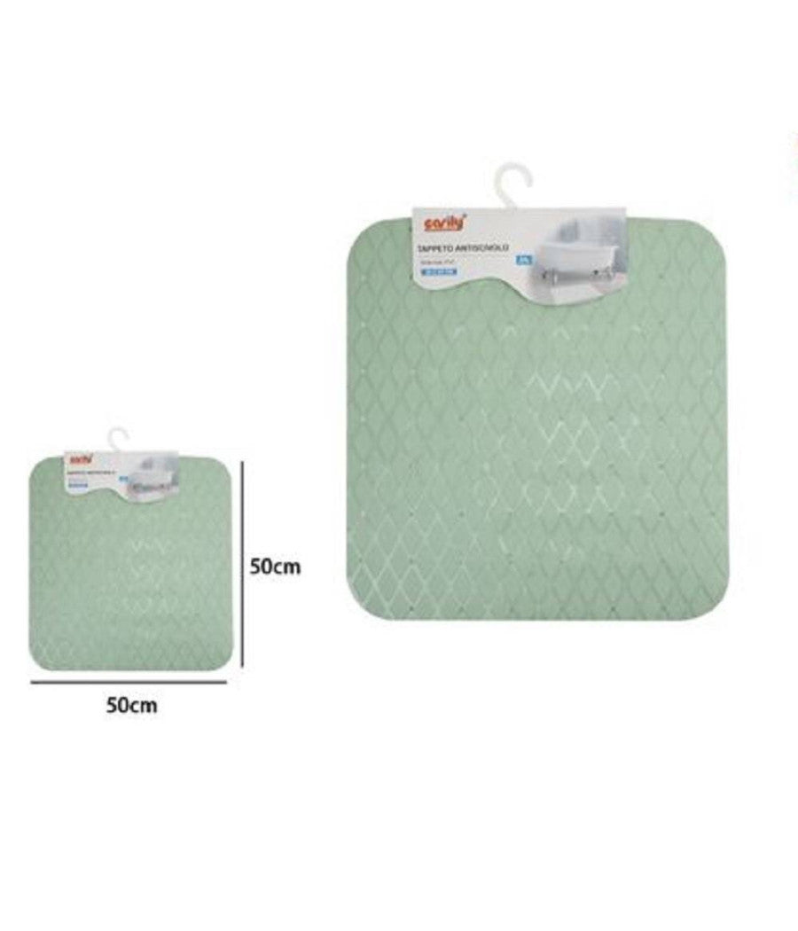 Tappeto Tappetino In Pvc Antiscivolo Per Vasca Bagno Doccia 50x50cm 79728 Verde         