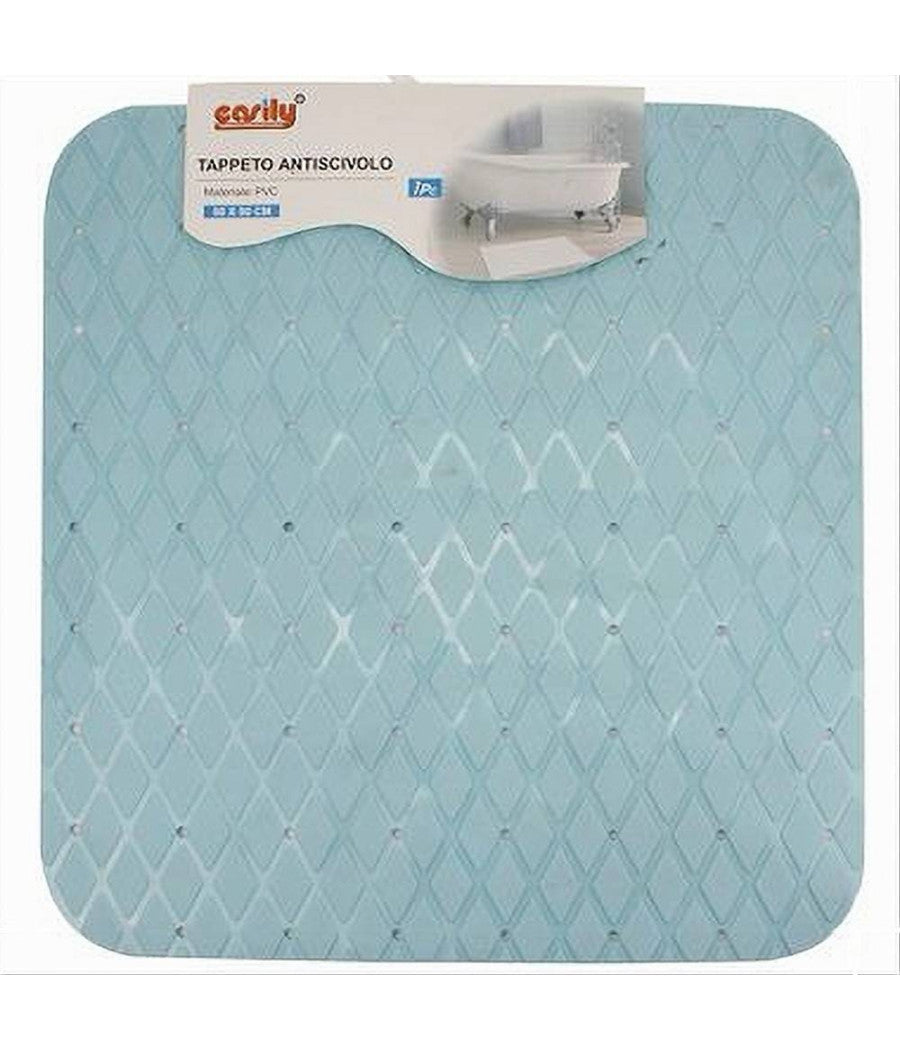 Tappeto Tappetino In Pvc Antiscivolo Per Vasca Bagno Doccia 50x50cm 79730 Azzurro         