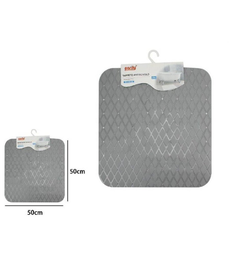 Tappeto Tappetino In Pvc Antiscivolo Per Vasca Bagno Doccia 50x50cm 79731 Grigio         
