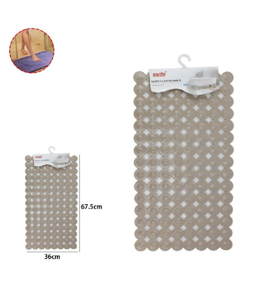 Tappeto Tappetino In Pvc Antiscivolo Per Vasca Da Bagno Doccia 67.5 X 36cm 59611         