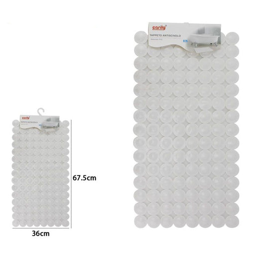 Trade Shop - Tappeto Tappetino In Pvc Antiscivolo Per Vasca Da Bagno Doccia 67.5x36cm Bianca 59610         