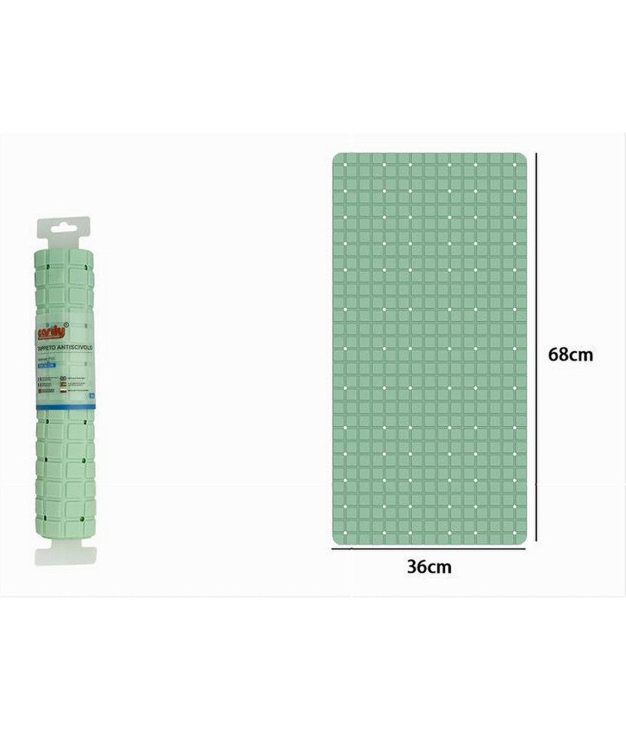 Tappeto Tappetino In Pvc Antiscivolo Vasca Da Bagno Doccia 68x36 Cm 79752 Verde         