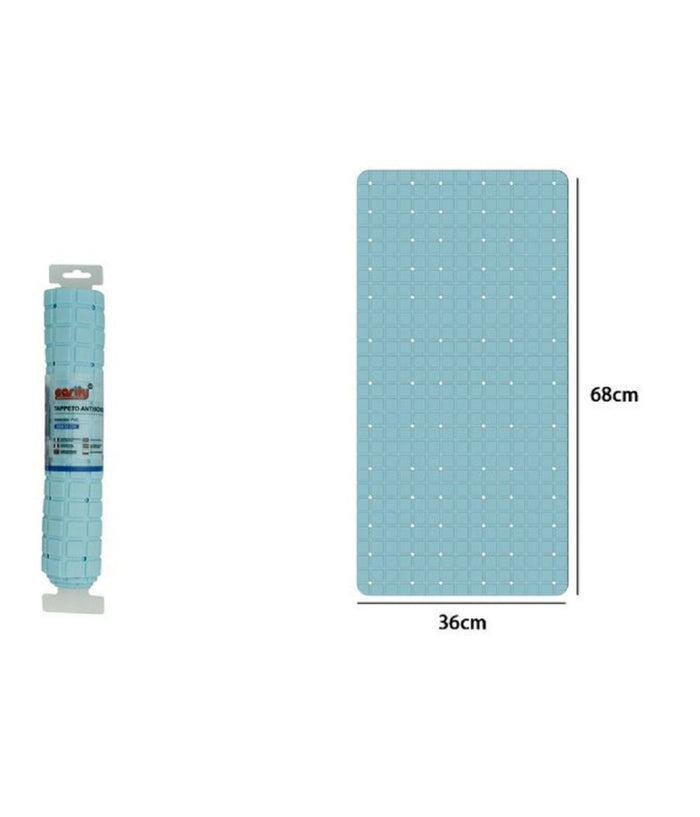 Tappeto Tappetino In Pvc Antiscivolo Vasca Da Bagno Doccia 68x36cm 79754 Azzurro         