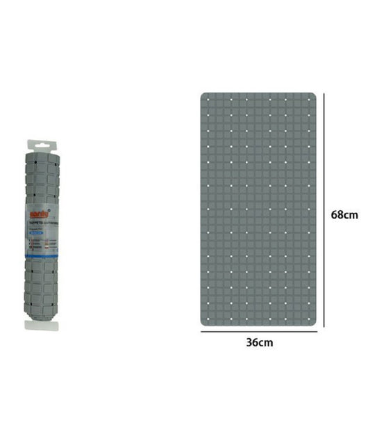 Tappeto Tappetino In Pvc Antiscivolo Vasca Da Bagno Doccia 68x36cm 79755 Grigia         