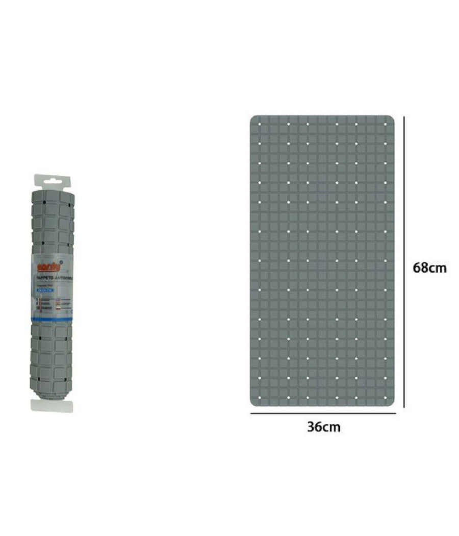 Tappeto Tappetino In Pvc Antiscivolo Vasca Da Bagno Doccia 68x36cm 79755 Grigia         