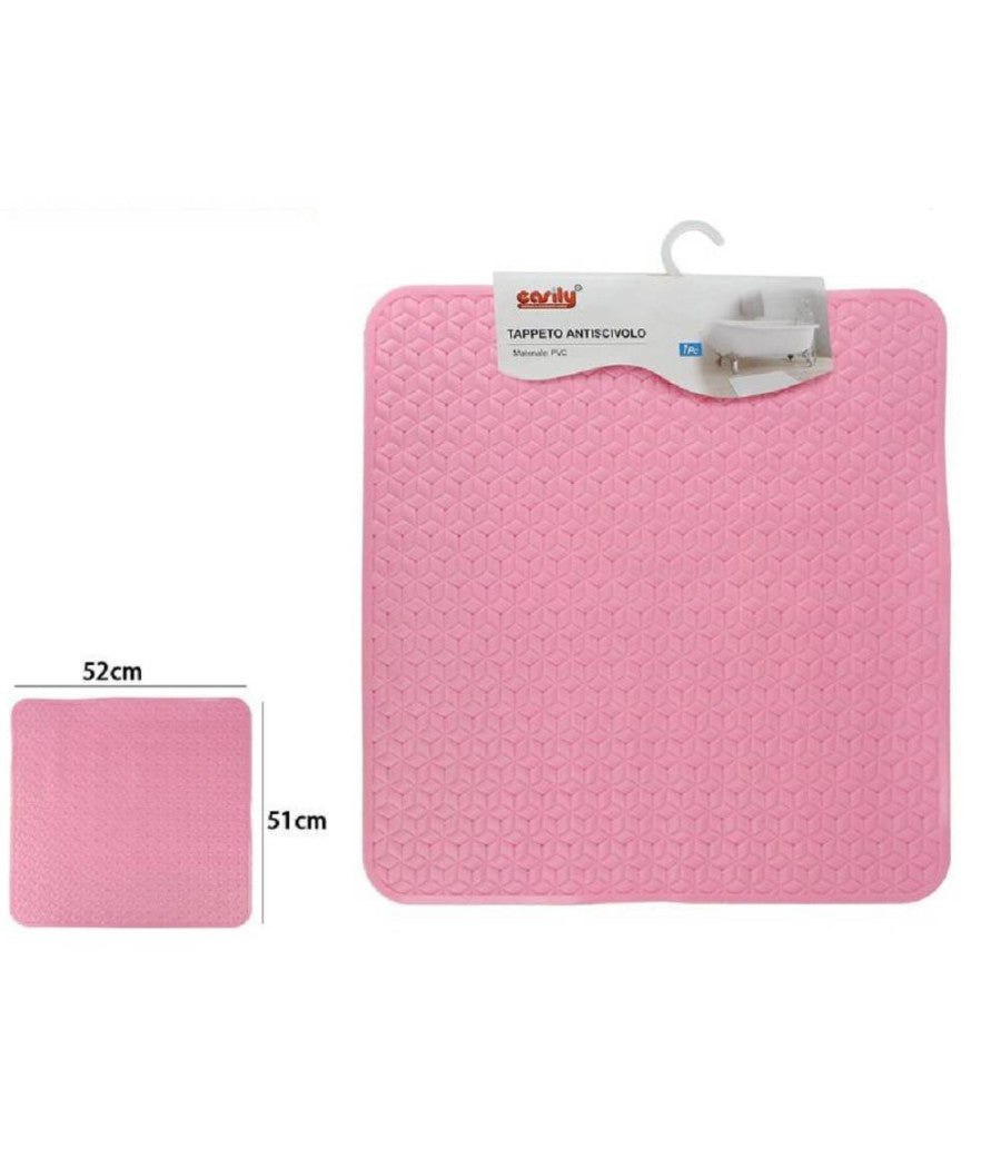 Tappeto Tappetino In Pvc Rosa Antiscivolo Vasca Da Bagno Doccia 51 X 52 Cm 59637         