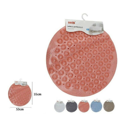 Trade Shop - Tappeto Tappetino In Pvc Rotondo Antiscivolo Vasca Da Bagno Doccia 55x53cm 59635 -
