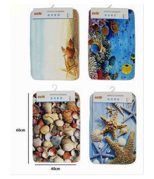 Tappeto Tappetino In Tessuto Arredo Bagno Antiscivolo Stile Marino 40x60cm 79442         