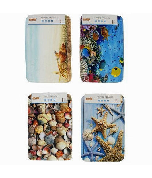 Tappeto Tappetino In Tessuto Arredo Bagno Antiscivolo Stile Marino 40x60cm 79442         