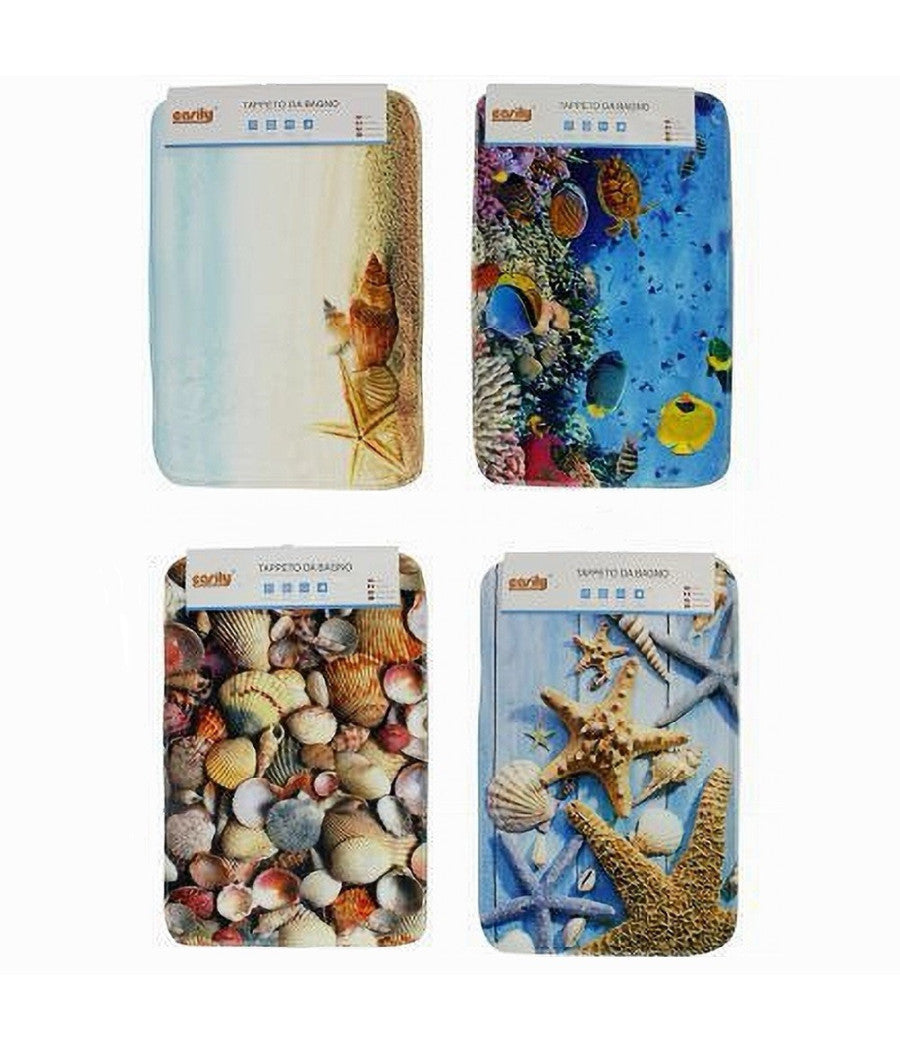 Tappeto Tappetino In Tessuto Arredo Bagno Antiscivolo Stile Marino 40x60cm 79442         