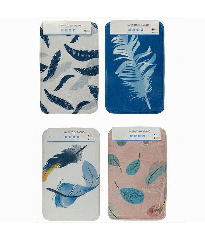 Tappeto Tappetino In Tessuto Arredo Da Bagno Antiscivolo Con Piume 40x60cm 79439         