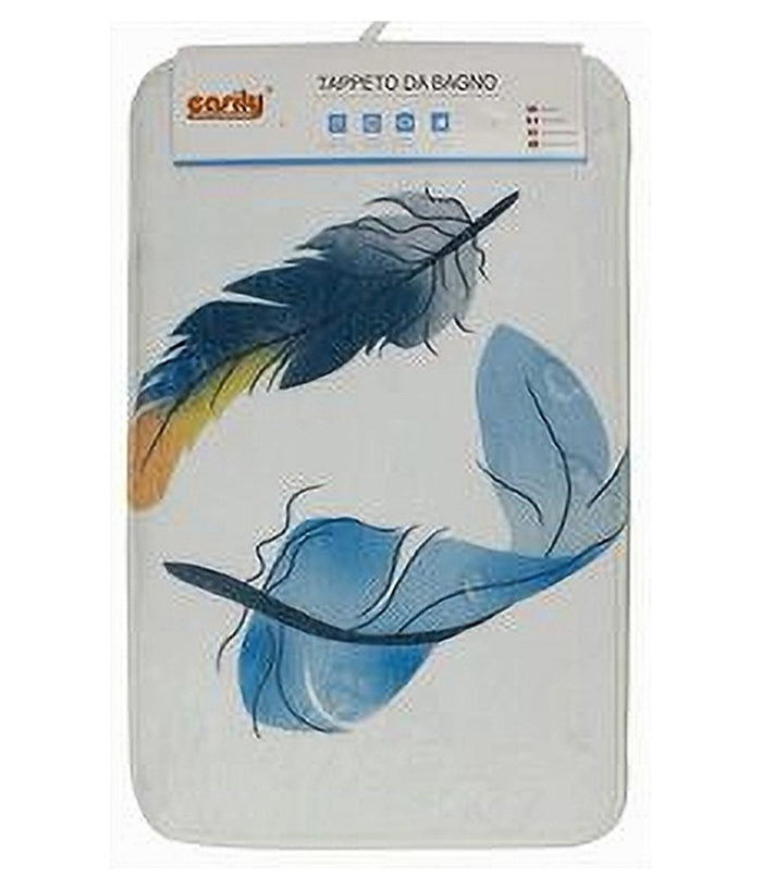 Tappeto Tappetino In Tessuto Arredo Da Bagno Antiscivolo Con Piume 40x60cm 79439         