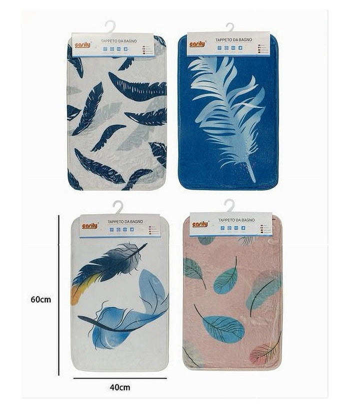Tappeto Tappetino In Tessuto Arredo Da Bagno Antiscivolo Con Piume 40x60cm 79439         
