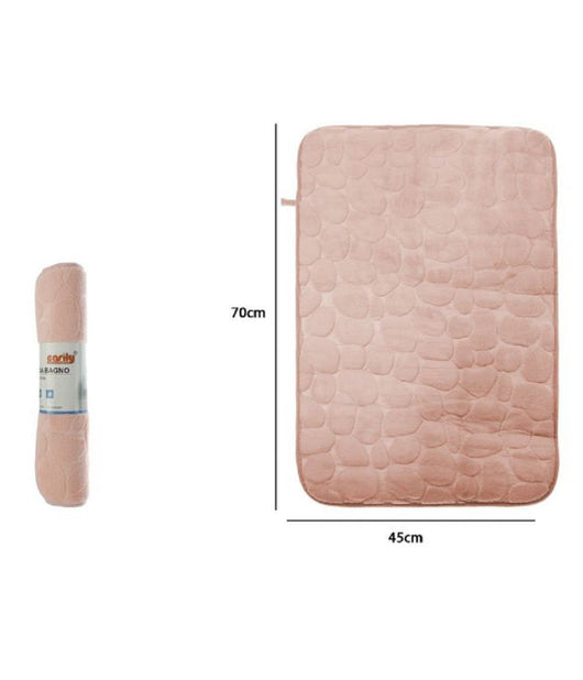 Tappeto Tappetino In Tessuto Effetto Sassi Per Arredo Bagno 45 X 70cm 79928 Rosa         