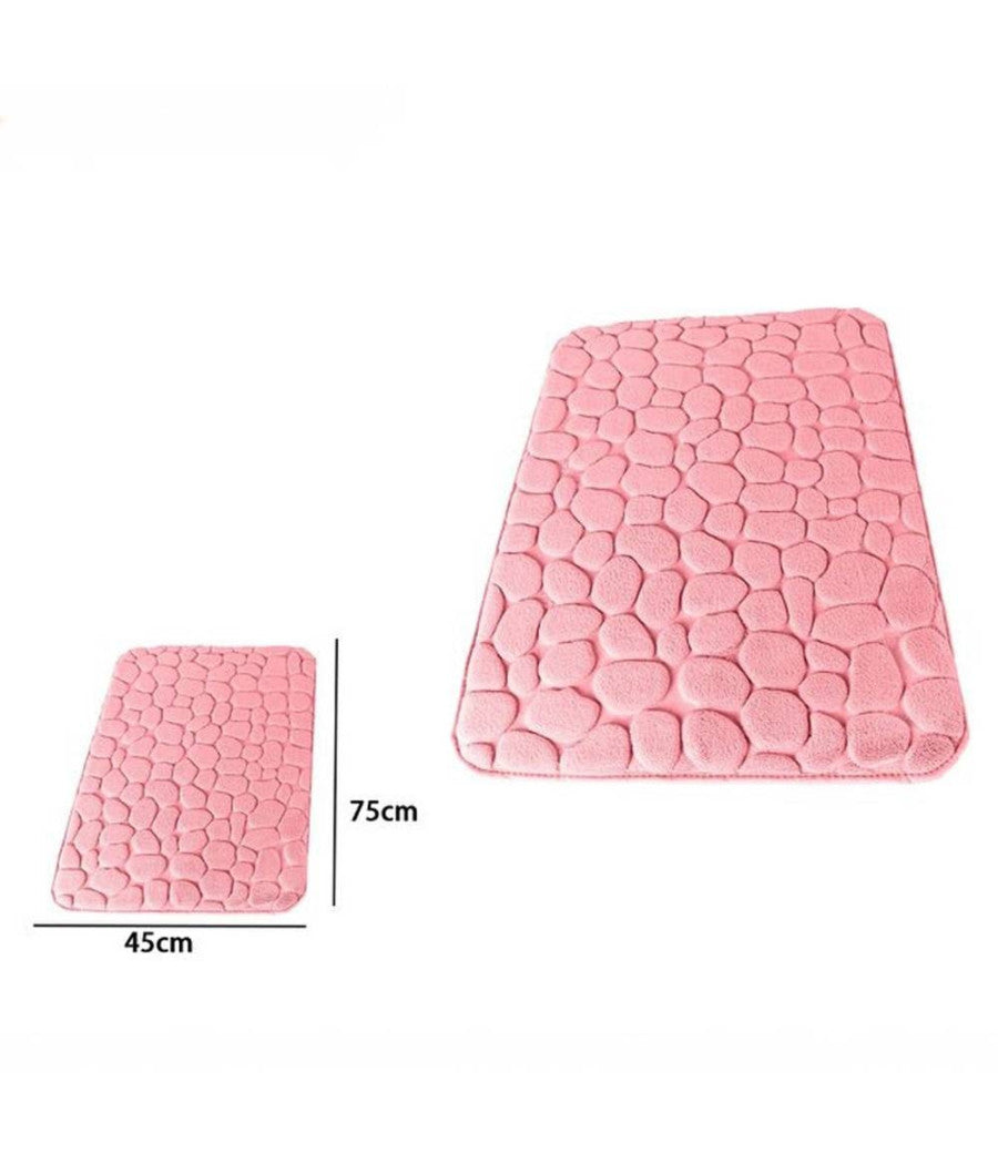 Tappeto Tappetino In Tessuto Effetto Sassi Per Arredo Bagno 45 X 75cm Rosa 69976         
