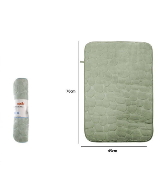 Tappeto Tappetino In Tessuto Effetto Sassi Per Arredo Bagno 45x70 Cm 79929 Verde         