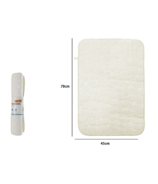 Tappeto Tappetino In Tessuto Effetto Sassi Per Arredo Bagno 45x70cm 79927 Bianco         