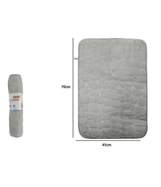 Tappeto Tappetino In Tessuto Effetto Sassi Per Arredo Bagno 45x70cm 79932 Grigio         