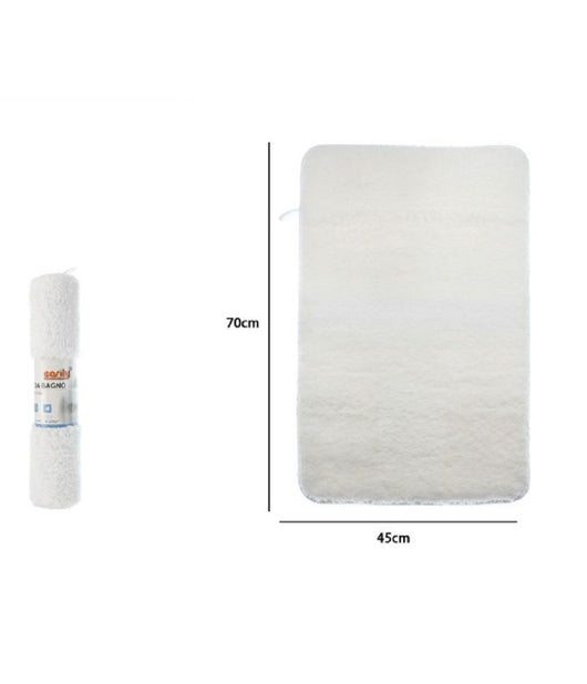 Tappeto Tappetino In Tessuto Morbido Per Arredo Bagno 45 X 70 Cm Bianco 79921         