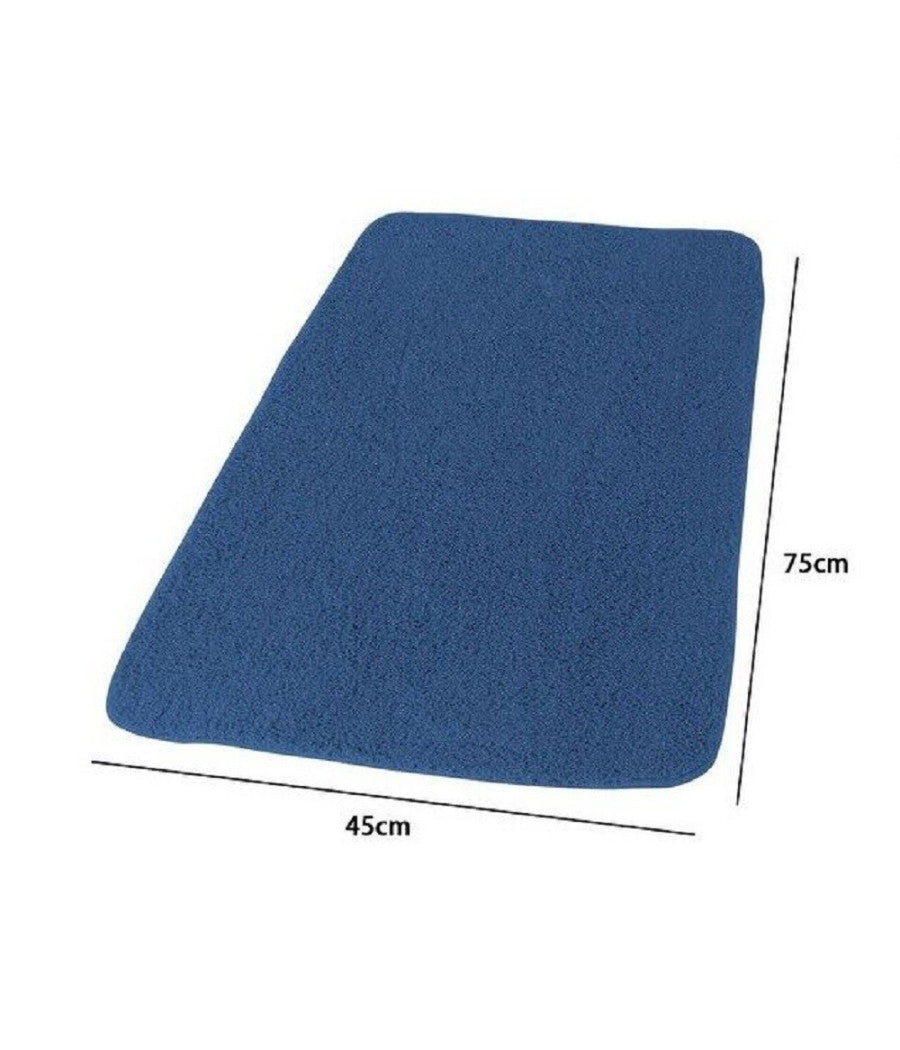 Tappeto Tappetino In Tessuto Per Arredo Bagno Casa 45 X 75 Cm Colore Blu 69906         