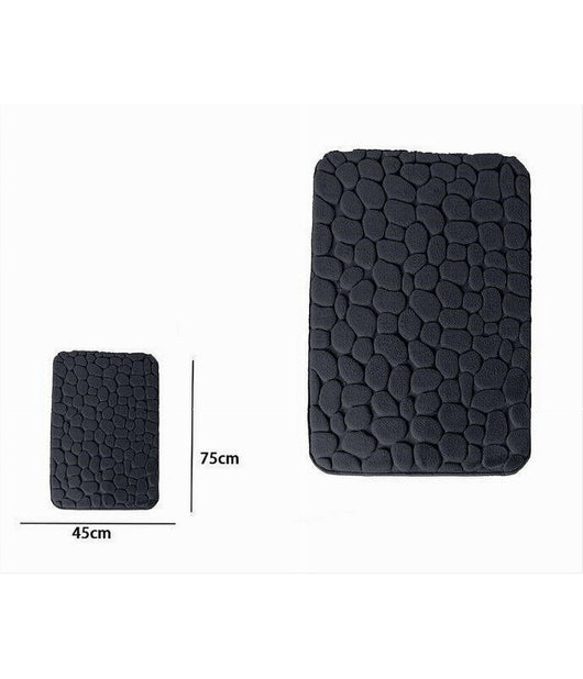 Trade Shop - Tappeto Tappetino In Tessuto Per Bagno Arredo 45x75 Cm Effetto Sassi Nero 69770 -