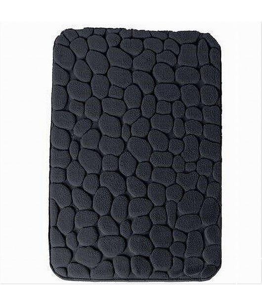 Trade Shop - Tappeto Tappetino In Tessuto Per Bagno Arredo 45x75 Cm Effetto Sassi Nero 69770 -