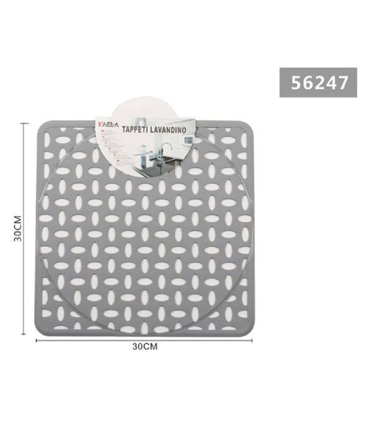 Trade Shop - Tappeto Tappetino Lavello Lavandino Quadrato Cucina 30x30cm Grigio Chiaro 56247 -